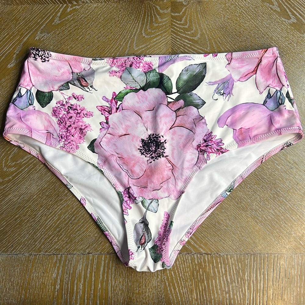 BEACHSISSI Floral High Waisted Swim Bikini Bottoms XL